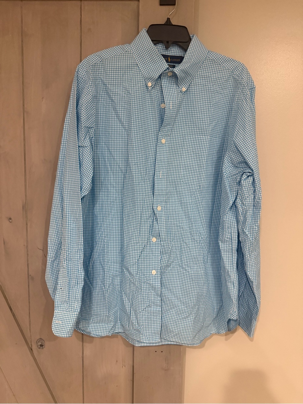 Ralph Lauren Blue Gingham Button-Down Dress Shirt